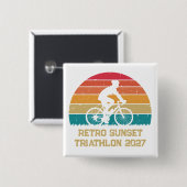 Retro-Radsport-Sonnenuntergang-Custom-Triathlon Button (Vorne & Hinten)