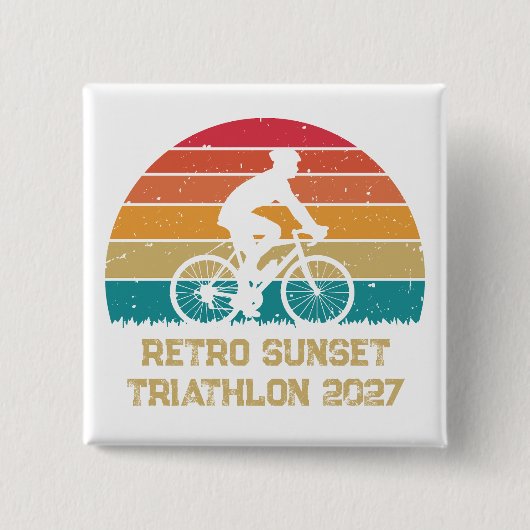Retro-Radsport-Sonnenuntergang-Custom-Triathlon Button (Vorderseite)
