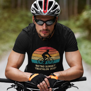 Retro-Radsport-Sonnenuntergang-Custom-Triathlon T-Shirt
