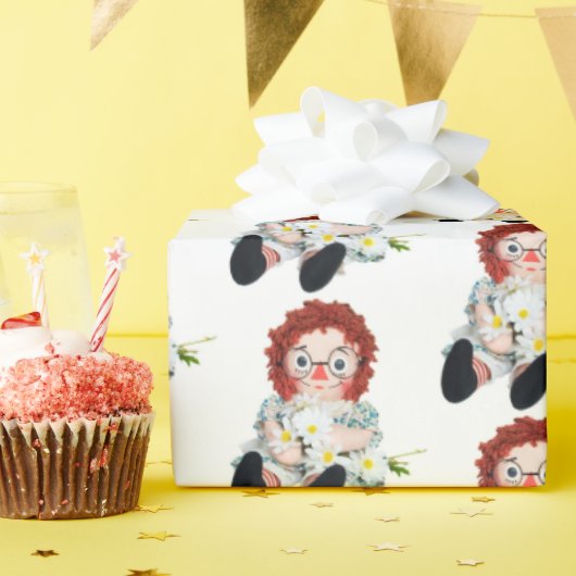 Retro Rag Doll mit zartem Bouquet Geschenkpapier (Geburtstagsparty)