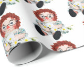 Retro Rag Doll mit zartem Bouquet Geschenkpapier (Rolleneckpunkt)