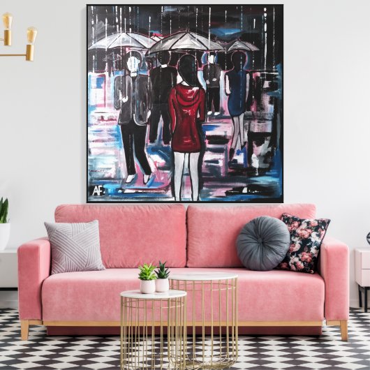 Retro Rain Painting by Alfred Fox Leinwanddruck (Insitu (Wohnzimmer))