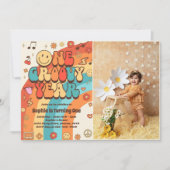 Retro Rainbow 1. Geburtstag Foto Einladung (Vorderseite)