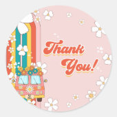 Retro Rainbow 1. Geburtstag Party Runder Aufkleber (Vorderseite)