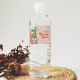 Retro Rainbow 1. Geburtstag Wasserflaschenetikett