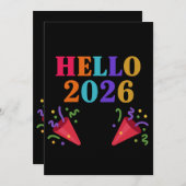 Retro Rainbow 2026 Party Poppers Celebrate Fun Einladung (Vorne/Hinten)