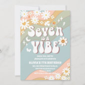 Retro Rainbow 7th Birthday Invitation Einladung (Vorderseite)