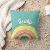Retro Rainbow Aquamarin Personalisiert Kissen (Decke)