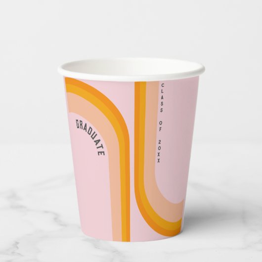 Retro Rainbow Arch Abschluss Pappbecher (Rückseite)