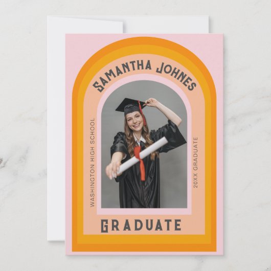 Retro Rainbow Arch Foto Abschluss Ankündigung (Vorderseite)