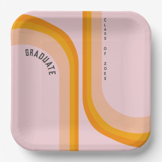 Retro Rainbow Arch Foto Abschluss Pappteller (Vorderseite)