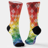 Retro Rainbow Argyle Plaid Check Pattern Socken (Gewinkelt)