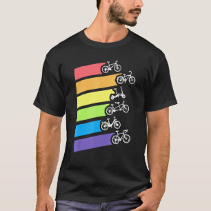Retro Rainbow Bikes Cool Biker Biker Bike Prid T-Shirt
