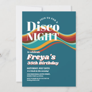 Retro Rainbow Birthday 60er 70er 80er Vintages Par Einladung