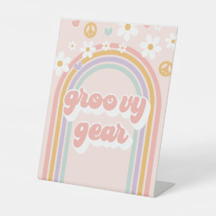 Retro Rainbow Birthday Groovy Gear Sign Sockelschild