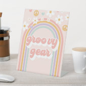 Retro Rainbow Birthday Groovy Gear Sign Sockelschild (In SItu)