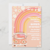 Retro Rainbow Birthday Invitation Einladung (Vorderseite)