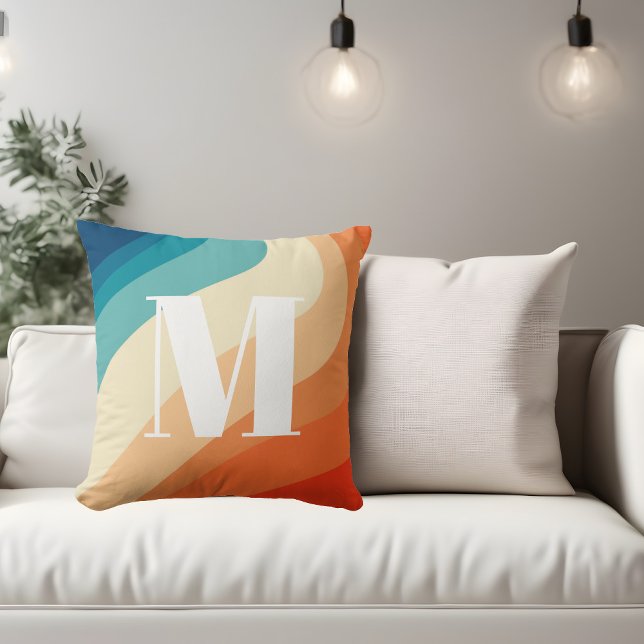Retro Rainbow Blue Orange Kissen (Von Creator hochgeladen)