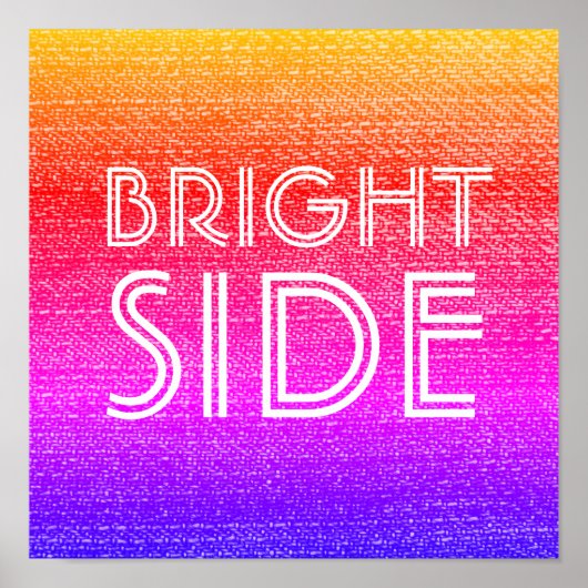 Retro Rainbow Bright Side Happy Motivierend Poster (Vorne)