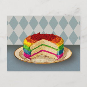 Retro Rainbow Cake Postkarte