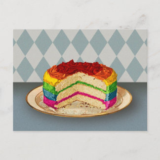 Retro Rainbow Cake Postkarte