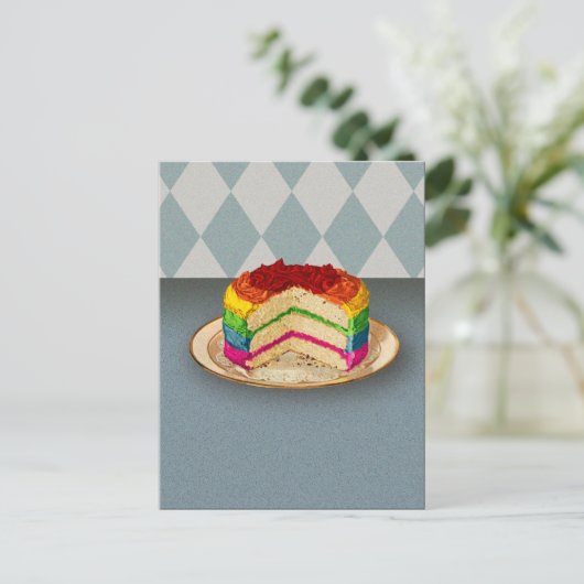Retro Rainbow Cake Postkarte (Stehend Vorderseite)