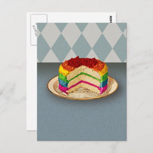 Retro Rainbow Cake Postkarte (Vorne/Hinten)