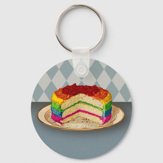 Retro Rainbow Cake Schlüsselanhänger (Vorderseite)