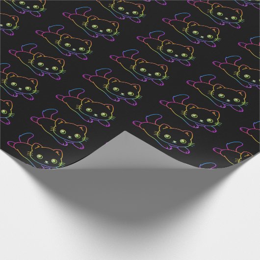 Retro Rainbow Cat Kawaii Animal Magic Kitten Geschenkpapier (Ecke)