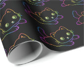 Retro Rainbow Cat Kawaii Animal Magic Kitten Geschenkpapier (Rolleneckpunkt)
