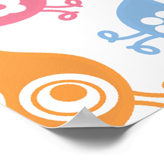 Retro Rainbow Chicks Farbspass Benutzerdefiniertes Poster (Ecke)