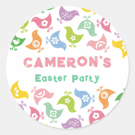 Retro-Rainbow-Chicks Osterfeigen-Gastgeschenke - G Runder Aufkleber (Vorderseite)