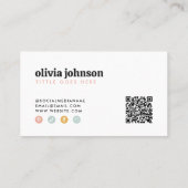 Retro Rainbow Colorful Waves Social Media Qr Code Visitenkarte (Rückseite)