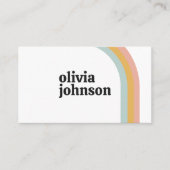 Retro Rainbow Colorful Waves Social Media Qr Code Visitenkarte (Vorderseite)