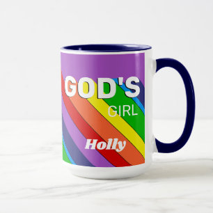 Retro Rainbow Colors God's Girl ROYGBIV Christlich Tasse