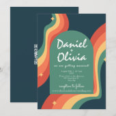 Retro Rainbow Corner mit QR Wedding Einladung (Vorne/Hinten)