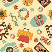 Retro Rainbow Curtain 70s Pastel Bathroom Joy Duschvorhang