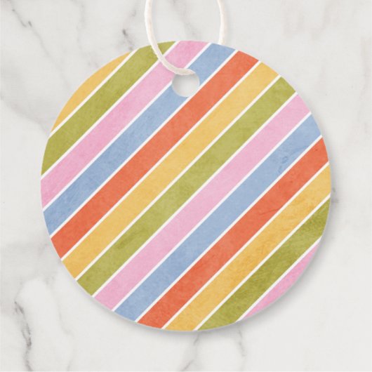 Retro Rainbow & Daisies Kid's Gastgeschenk Geschen Geschenkanhänger (Rückseite)