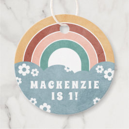 Retro Rainbow & Daisies Kid's Gastgeschenk Geschen Geschenkanhänger