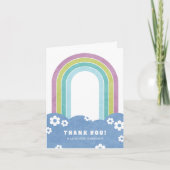 Retro Rainbow & Daisis Dankeschön Karte - Lila (Vorderseite)