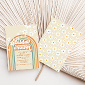 Retro Rainbow Daisy Groovy Brautparty Einladung