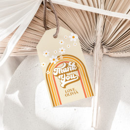 Retro Rainbow Daisy Groovy Brautparty Geschenkanhänger