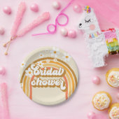 Retro Rainbow Daisy Groovy Brautparty Pappteller (Party)