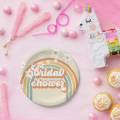 Retro Rainbow Daisy Groovy Brautparty Pappteller (Party)