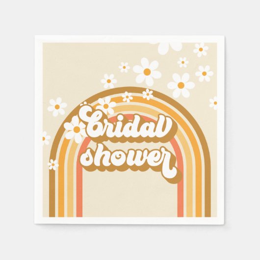 Retro Rainbow Daisy Groovy Brautparty Serviette (Vorderseite)