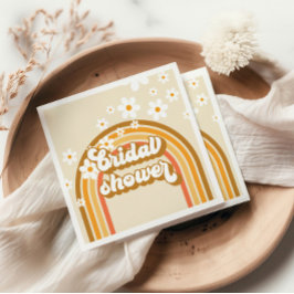 Retro Rainbow Daisy Groovy Brautparty Serviette