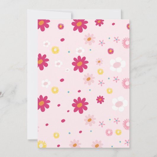 Retro Rainbow Daisy Groovy Pink Brautparty Einladung (Rückseite)