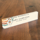 Retro Rainbow Daisy Schreibtischtafel Namensplakette (Seite)