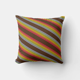 Retro Rainbow Diagonal Streifen braun Vintag Kissen