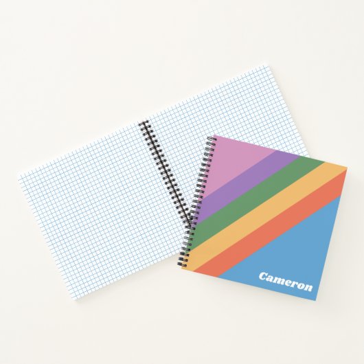 Retro Rainbow Diagonal Streifen Personalisiert Notizblock (Innenseite)